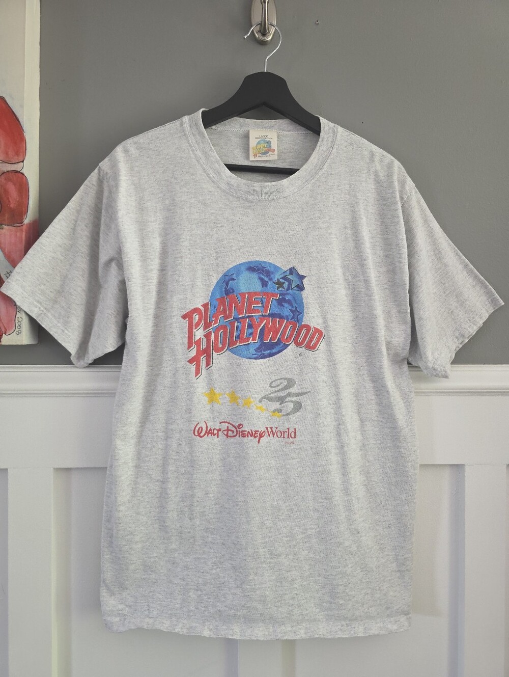 Vintage 90s Planet Hollywood Walt Disney World Graphic Grey T-Shirt,Size Large